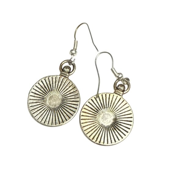 Vintage Style Dangle Earrings Sunburst and Clockface Design Boho Jewelry Gift - Picture 8 of 9